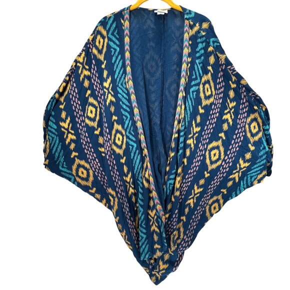 Ariat Womens L-XL Boho Kimono Cardigan Vibrant Geometric Tribal Southwest Wrap - Picture 4 of 15